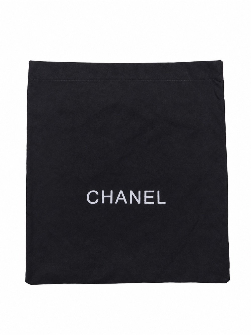 CHANEL Black Fabric Dust Bag Storage Pouch White Logo